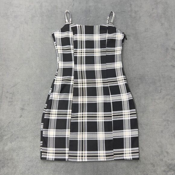 H&M Dresses & Skirts - H&M Divided Womens Plaid Mini Dress XS Black White Bodycon Spaghetti Strap